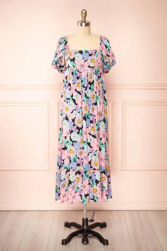 Kelani | Floral Midi Dress w/ Empire Waist sold by Boutique 1861