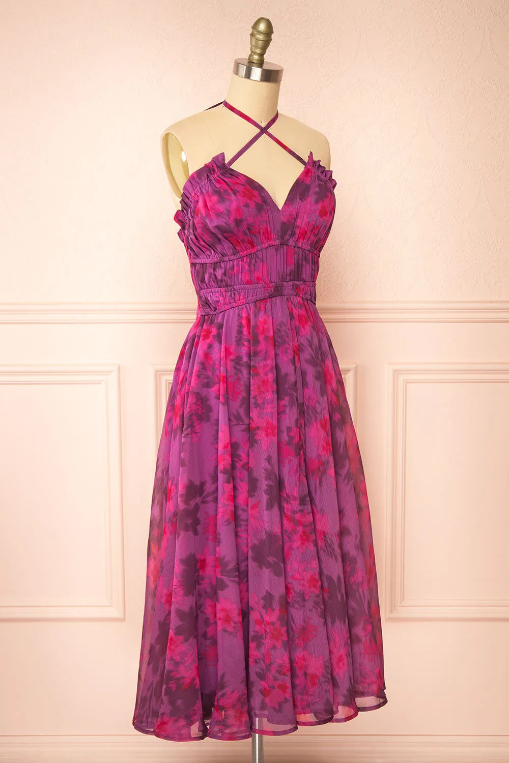Jillian | Purple Floral Midi Dress sold by Boutique 1861 product image thumbnail 5