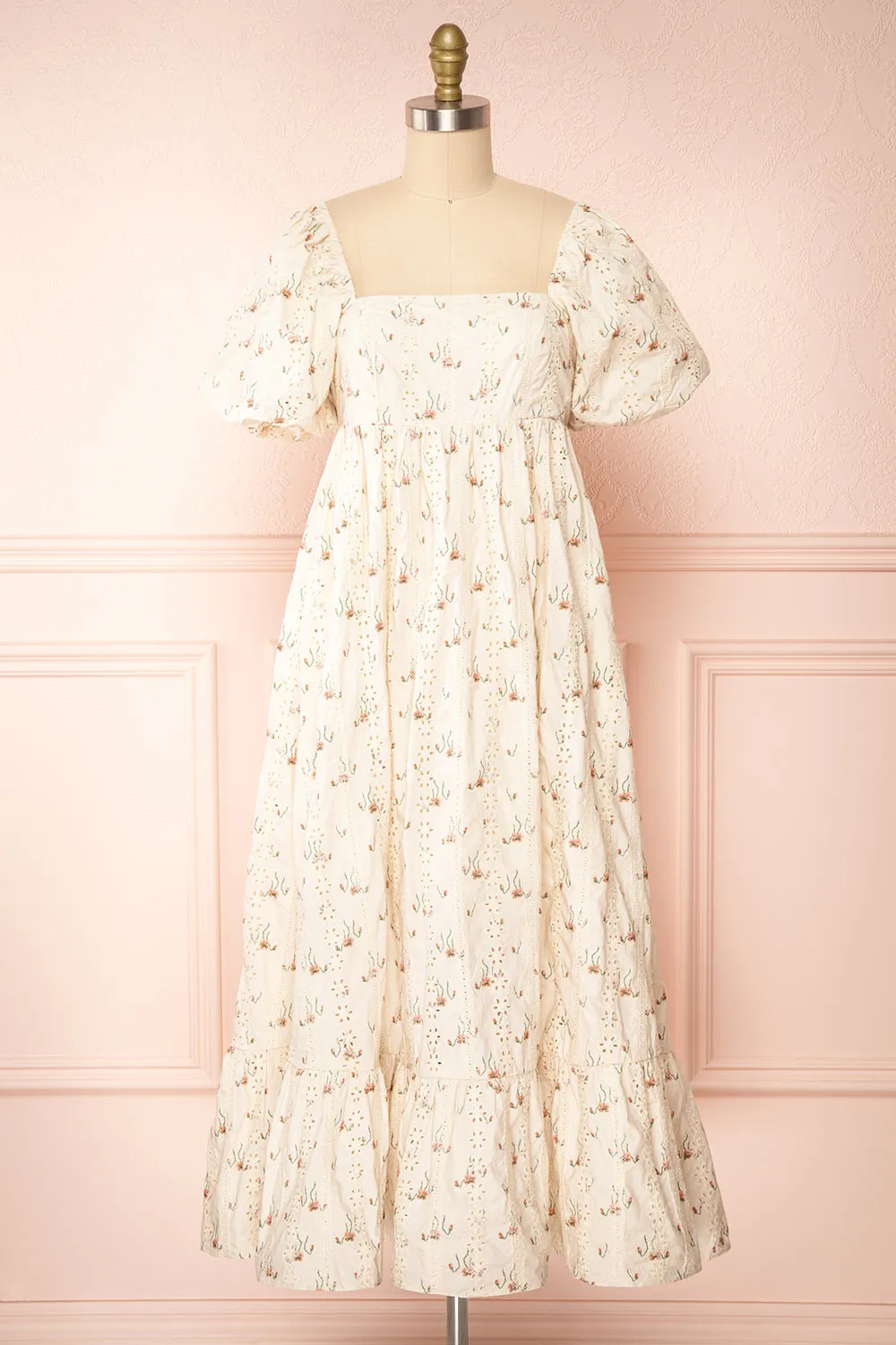 Urrika | Floral Midi Dress w/ Open Work Detail sold by Boutique 1861