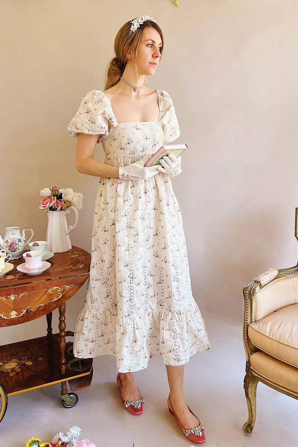 Urrika | Floral Midi Dress w/ Open Work Detail sold by Boutique 1861 product image thumbnail 2