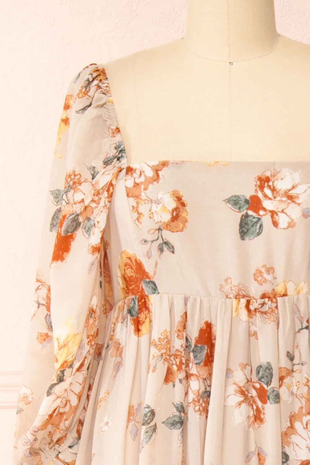 Merav | Taupe Empire Waist Floral Maxi Dress sold by Boutique 1861 product image thumbnail 3
