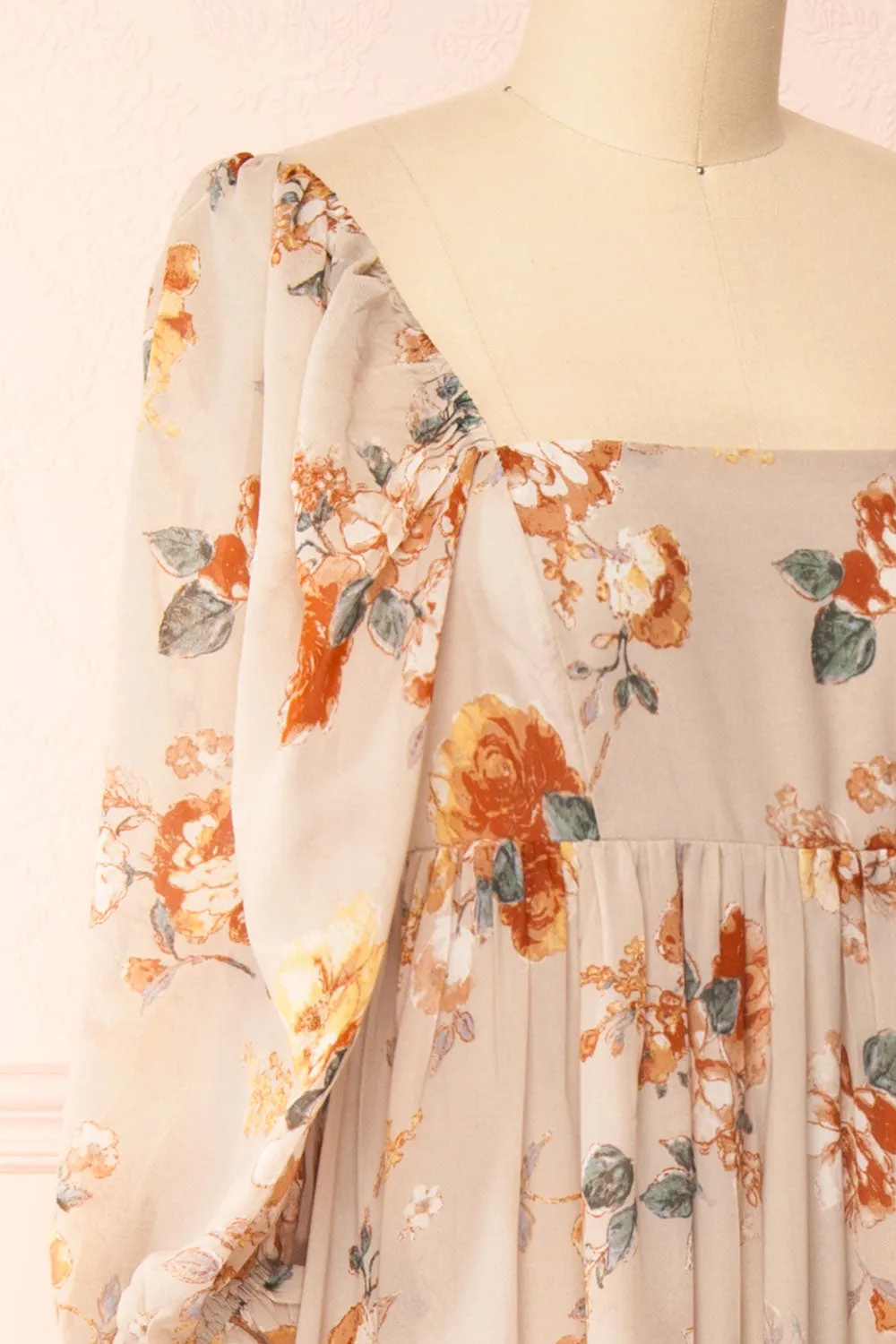 Merav | Taupe Empire Waist Floral Maxi Dress sold by Boutique 1861 product image thumbnail 5
