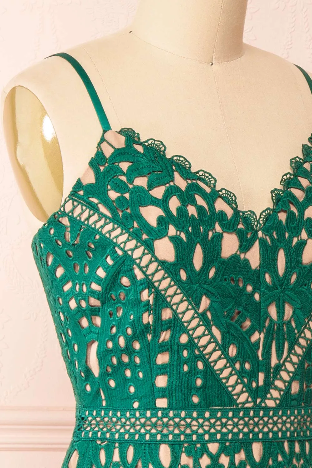 Indira | Fitted Midi Green Crocheted Lace Dress sold by Boutique 1861 product image thumbnail 5