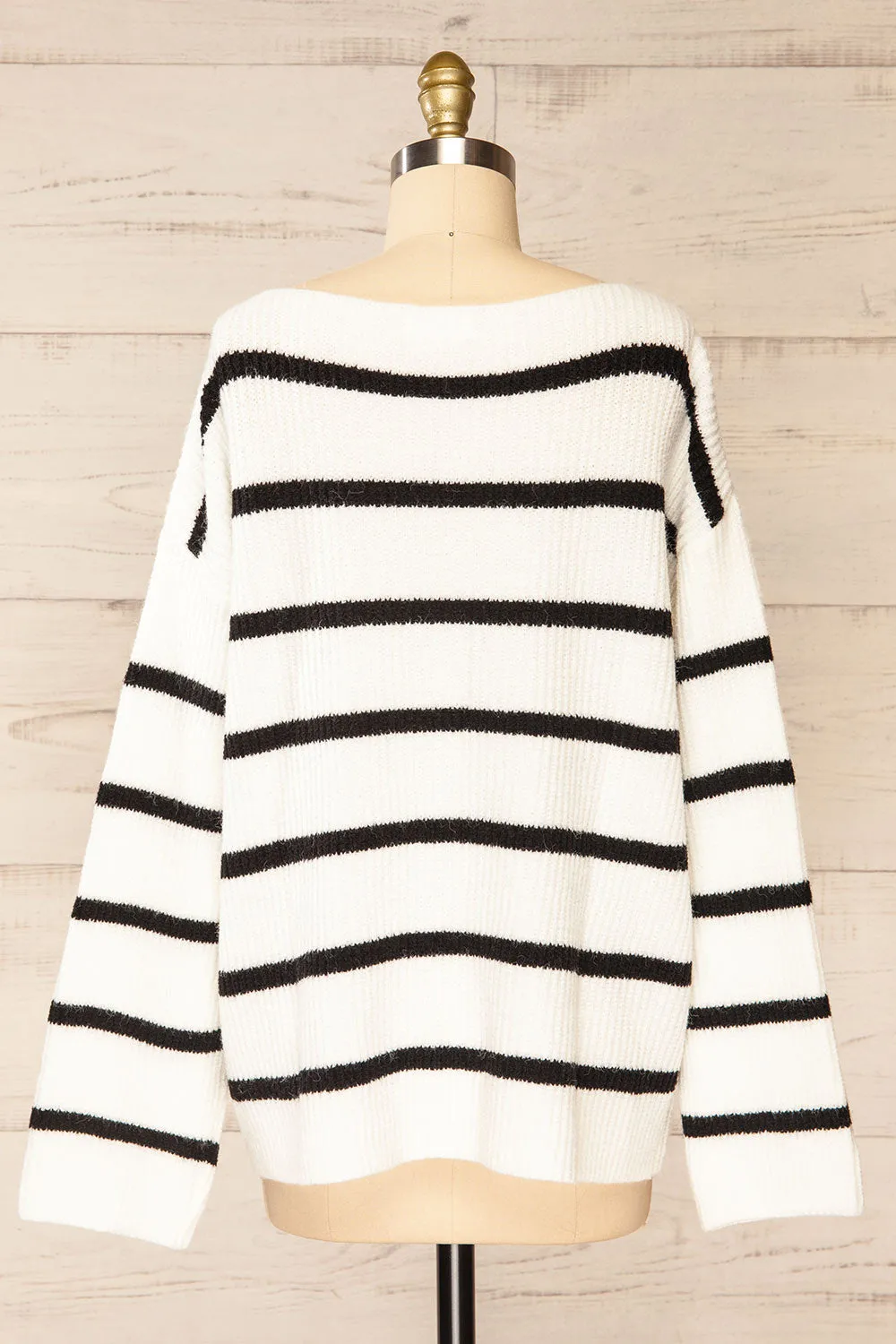 Brest | Oversized White Thick Knit Striped Sweater sold by Boutique 1861 product image thumbnail 5