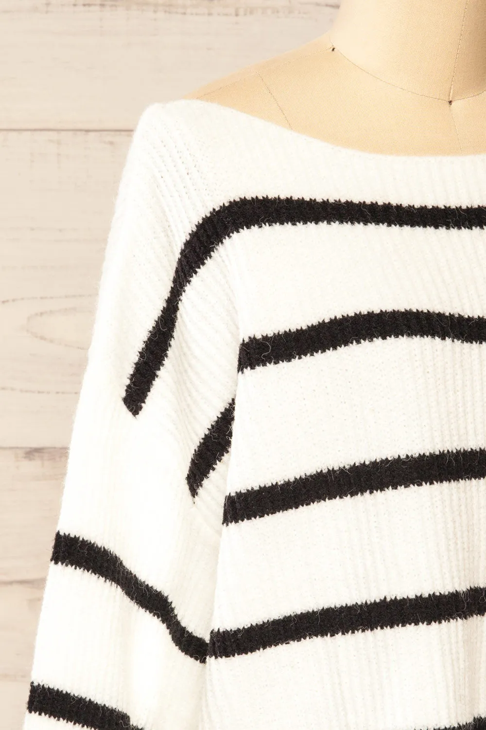 Brest | Oversized White Thick Knit Striped Sweater sold by Boutique 1861 product image thumbnail 4