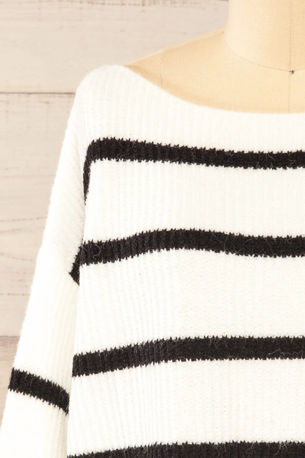 Brest | Oversized White Thick Knit Striped Sweater sold by Boutique 1861 product image thumbnail 2