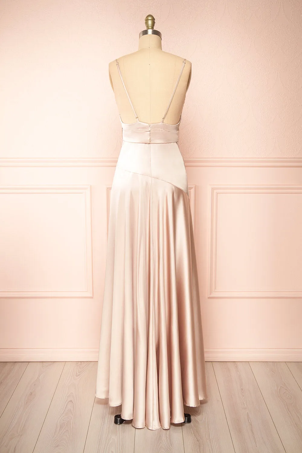 Celestielle | Champagne Cowl Neck Satin Maxi Dress sold by Boutique 1861 product image thumbnail 5