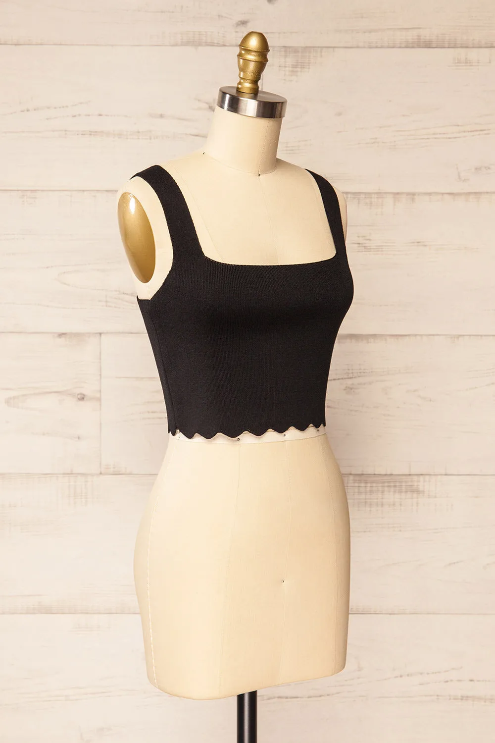 Shandaken Black | Cropped Top w/ Scalloped Hem sold by Boutique 1861 product image thumbnail 3
