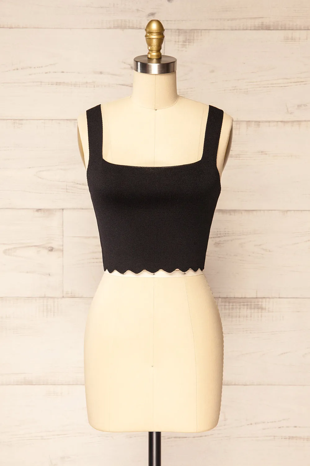 Shandaken Black | Cropped Top w/ Scalloped Hem sold by Boutique 1861