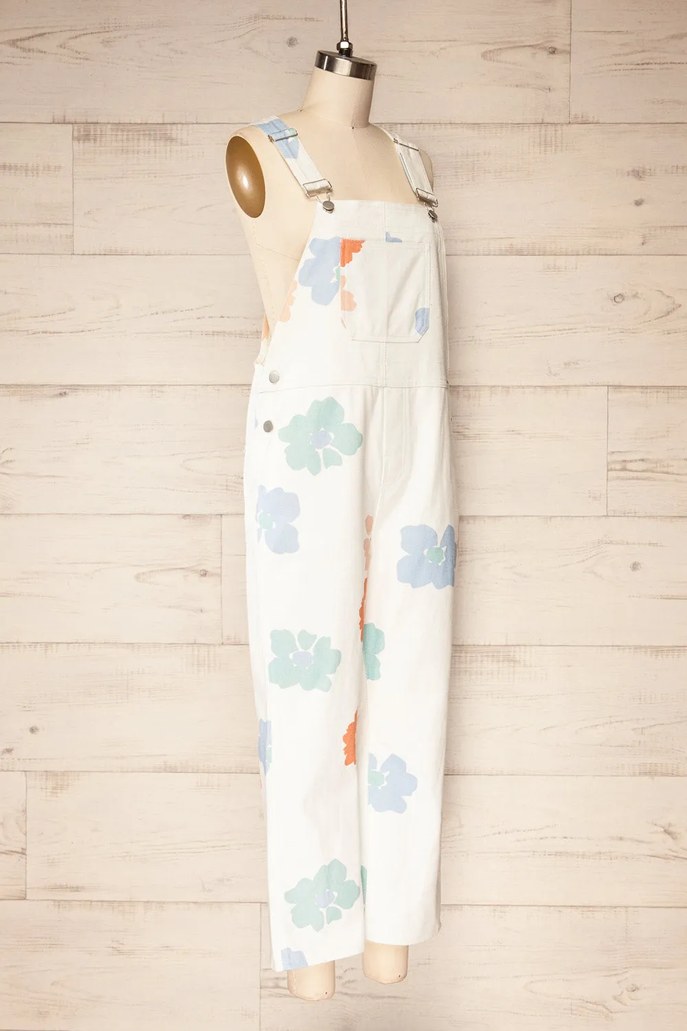 Claudius | White Floral Denim Overalls sold by Boutique 1861 product image thumbnail 3