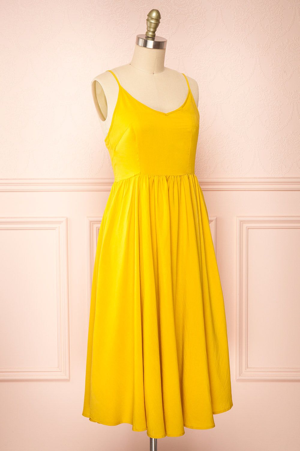 Kloe Yellow | Sleeveless A-line Midi Dress sold by Boutique 1861 product image thumbnail 4