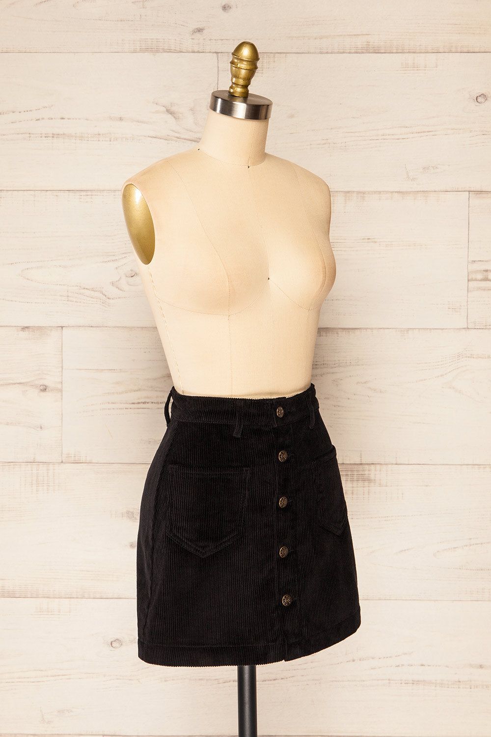 Acy Black | Short Corduroy Skirt w/ Buttons sold by Boutique 1861 product image thumbnail 4