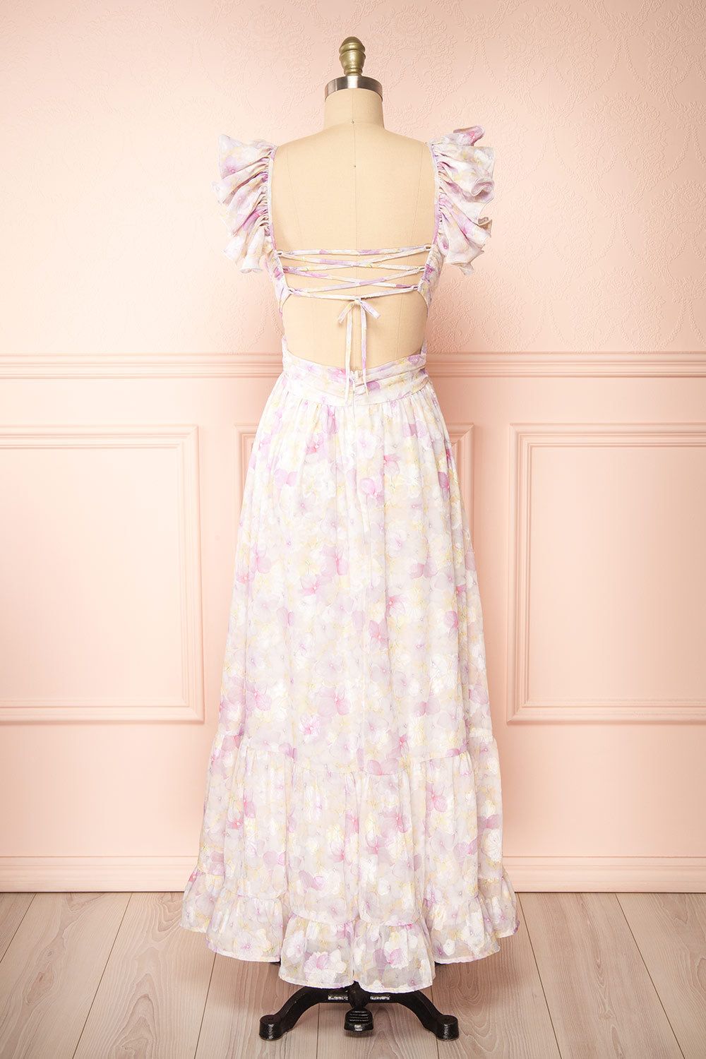 Natacha | Long Lilac Floral Dress w/ Ruffled Straps sold by Boutique 1861 product image thumbnail 6
