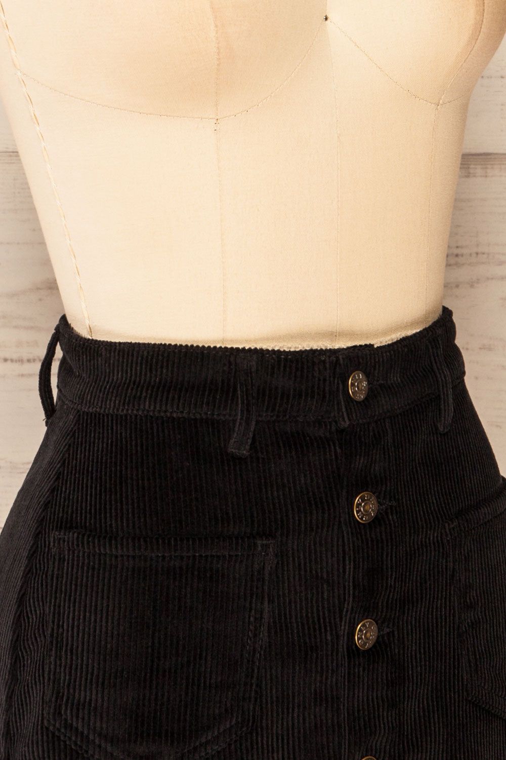Acy Black | Short Corduroy Skirt w/ Buttons sold by Boutique 1861 product image thumbnail 5