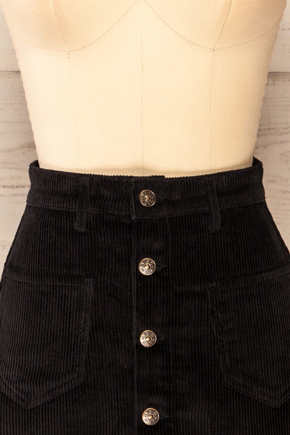 Acy Black | Short Corduroy Skirt w/ Buttons sold by Boutique 1861 product image thumbnail 3