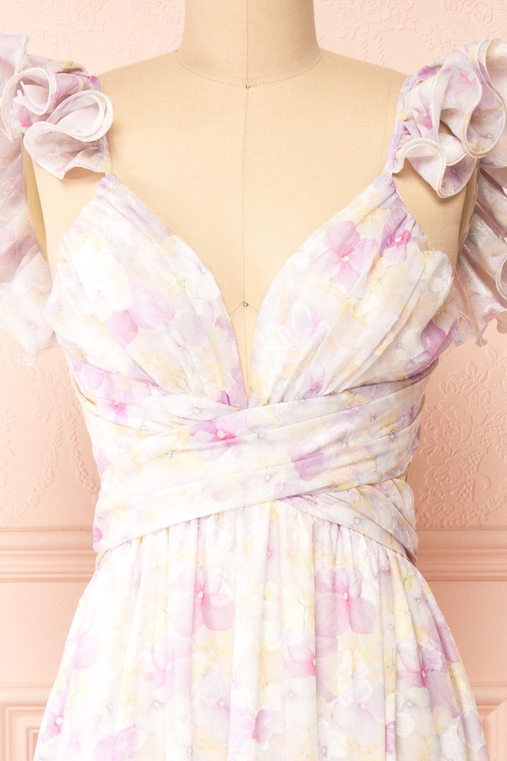 Natacha | Long Lilac Floral Dress w/ Ruffled Straps sold by Boutique 1861 product image thumbnail 3