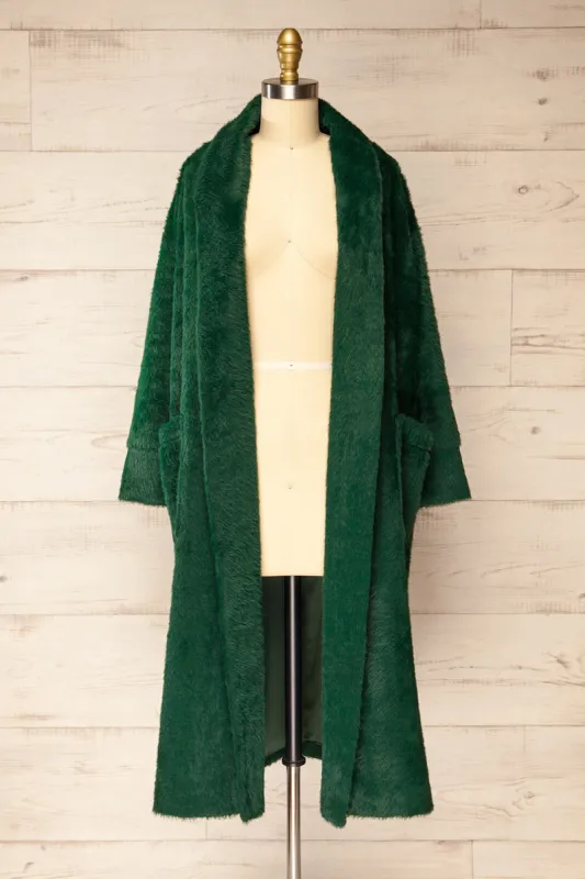 Bartin Green | Open-Front Faux Fur Coat sold by Boutique 1861