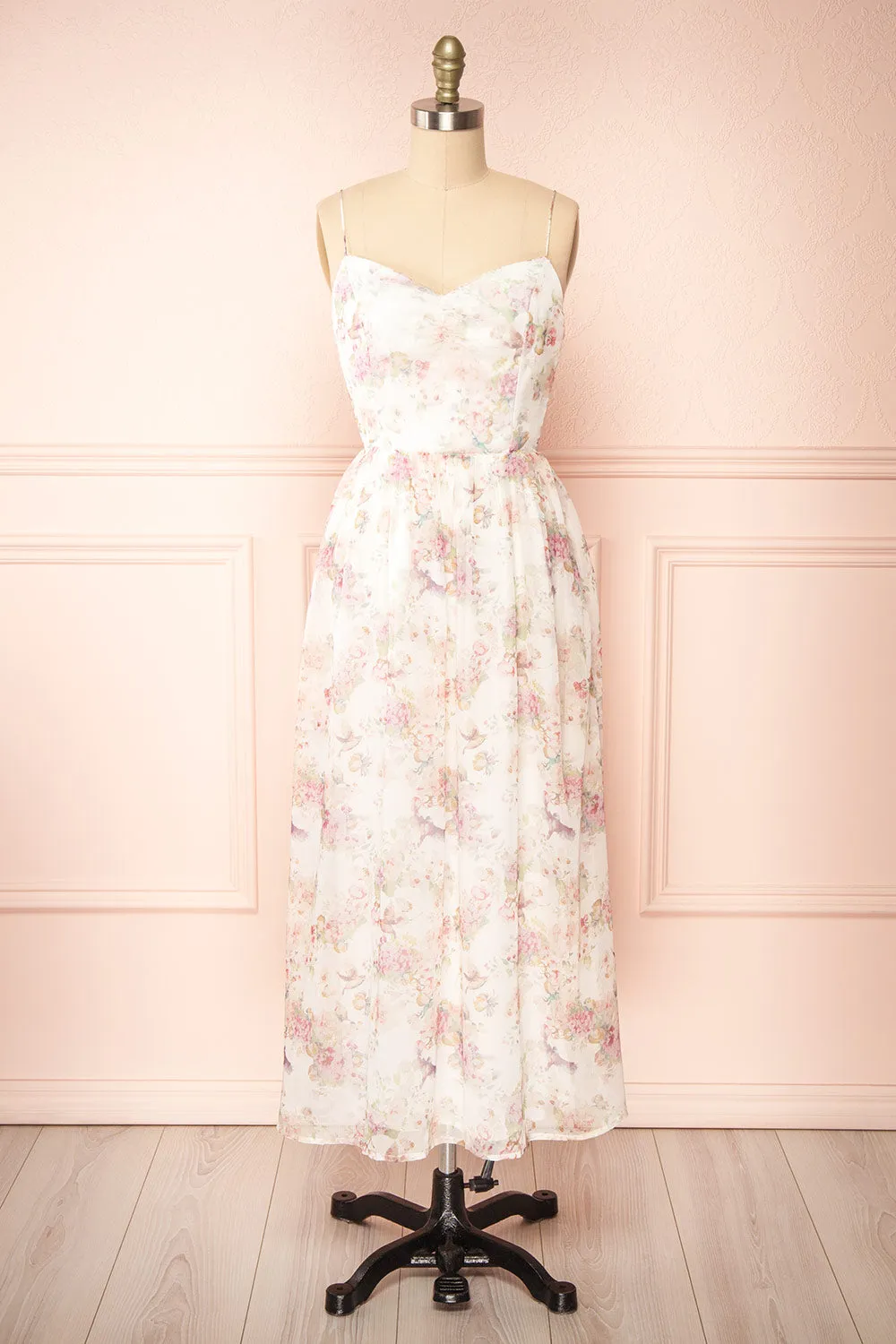 Jona | Floral Midi Dress w/ Open Back sold by Boutique 1861