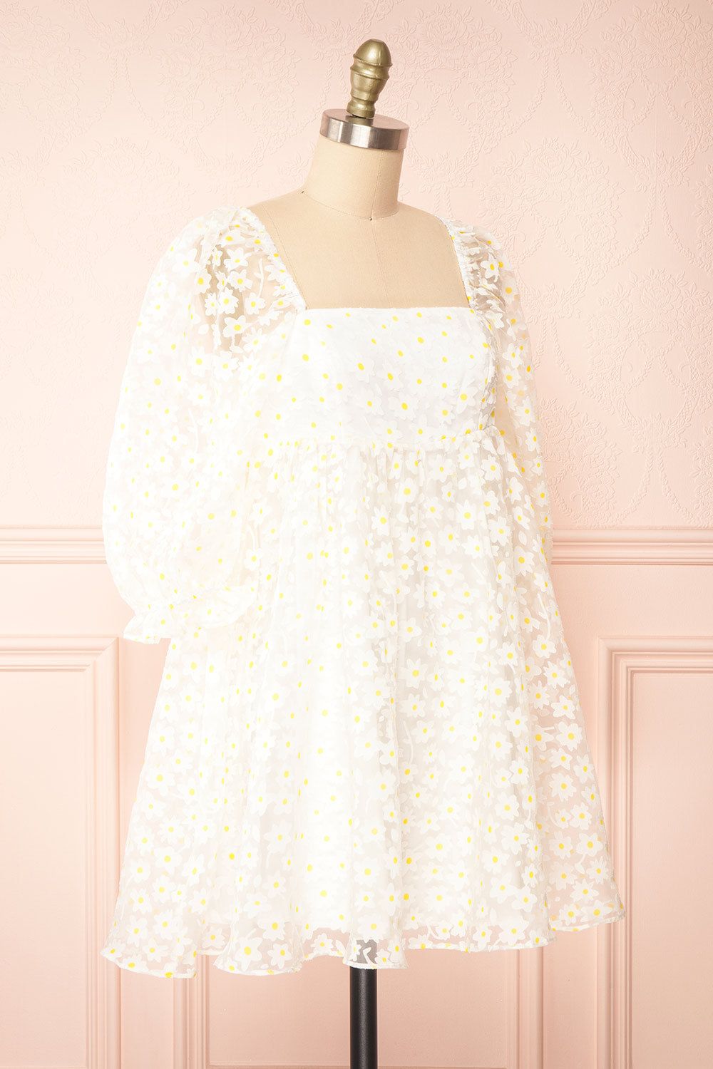 Bina | White Babydoll Dress w/ Daisies sold by Boutique 1861 product image thumbnail 3
