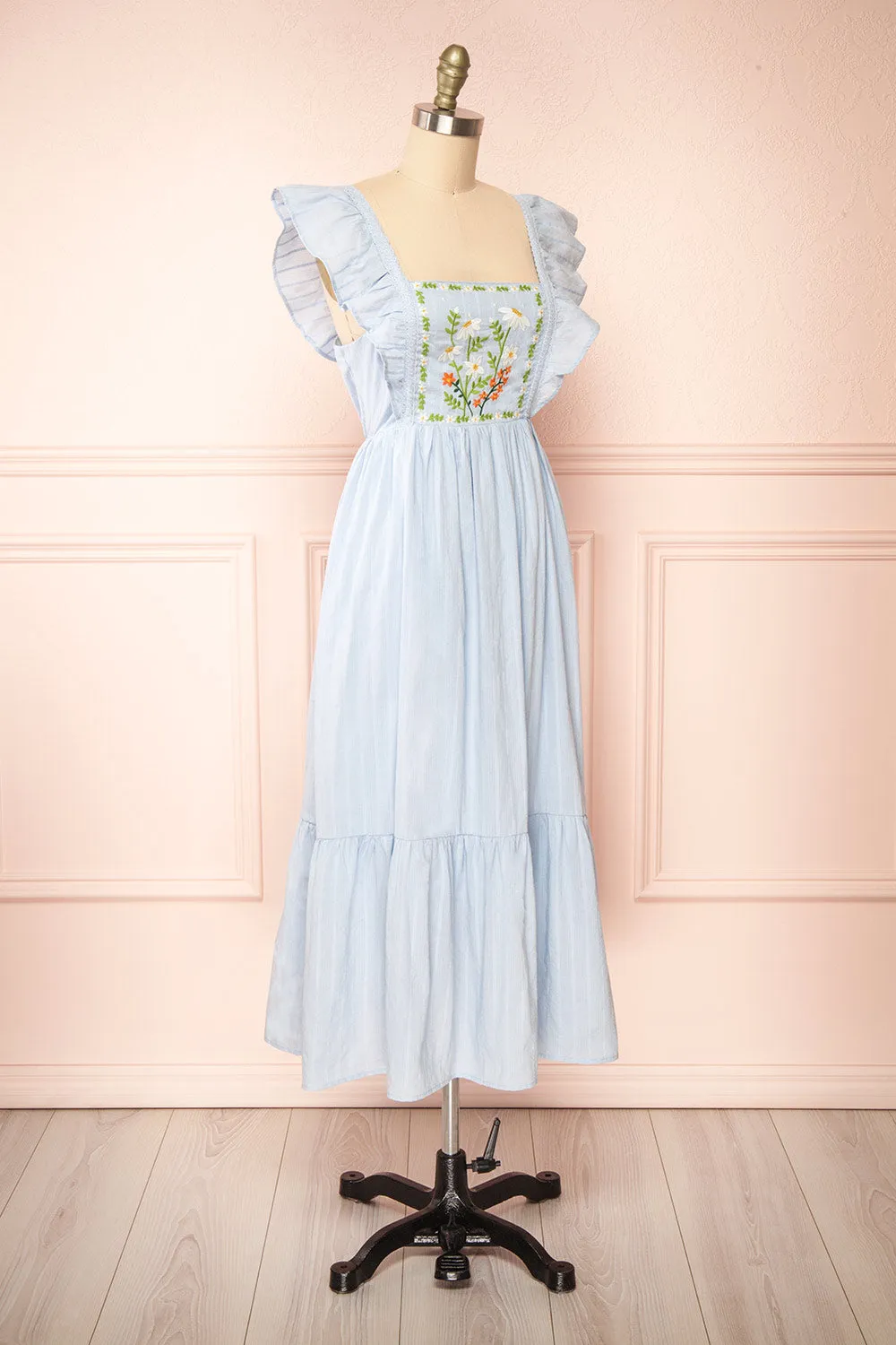 Thora Blue | Midi Dress w/ Floral Embroidery sold by Boutique 1861 product image thumbnail 4