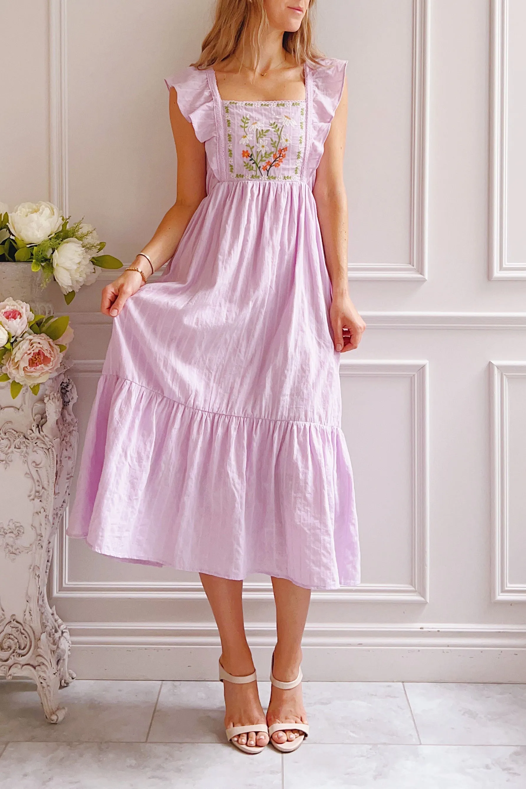 Thora Blue | Midi Dress w/ Floral Embroidery sold by Boutique 1861 product image thumbnail 2