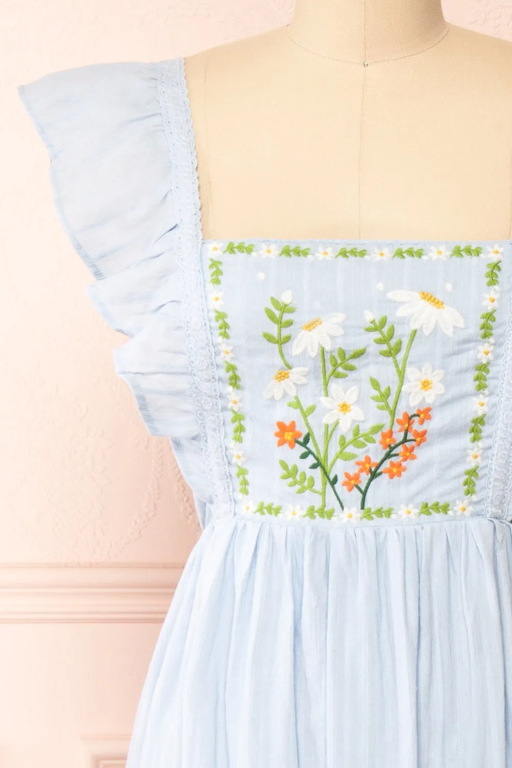 Thora Blue | Midi Dress w/ Floral Embroidery sold by Boutique 1861 product image thumbnail 3