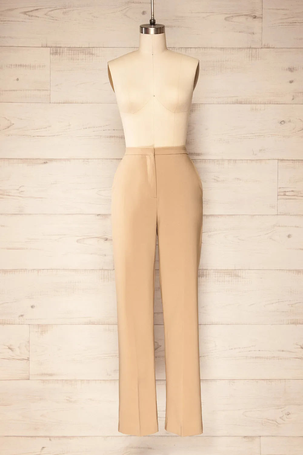Kokola Beige | High-Waisted Straight Leg Pants sold by Boutique 1861
