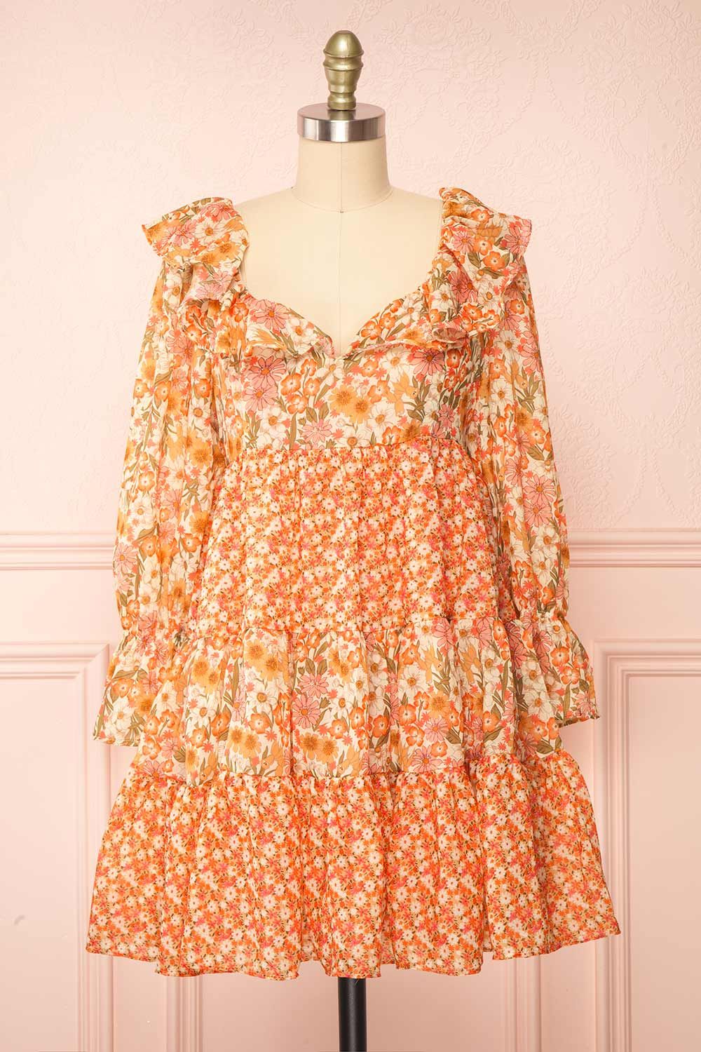Kenza | Floral Babydoll Dress w/ Puffy Sleeves sold by Boutique 1861
