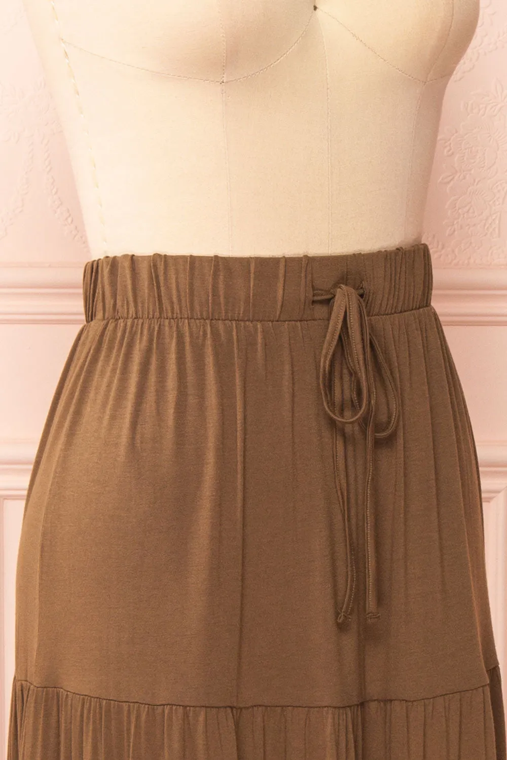 Cupido Khaki | Tiered Midi Skirt sold by Boutique 1861 product image thumbnail 4