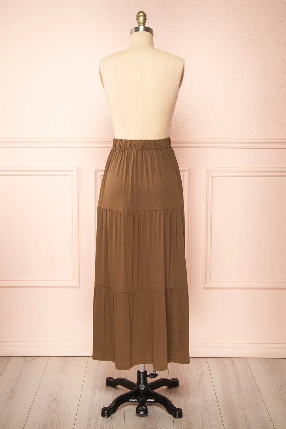 Cupido Khaki | Tiered Midi Skirt sold by Boutique 1861 product image thumbnail 5