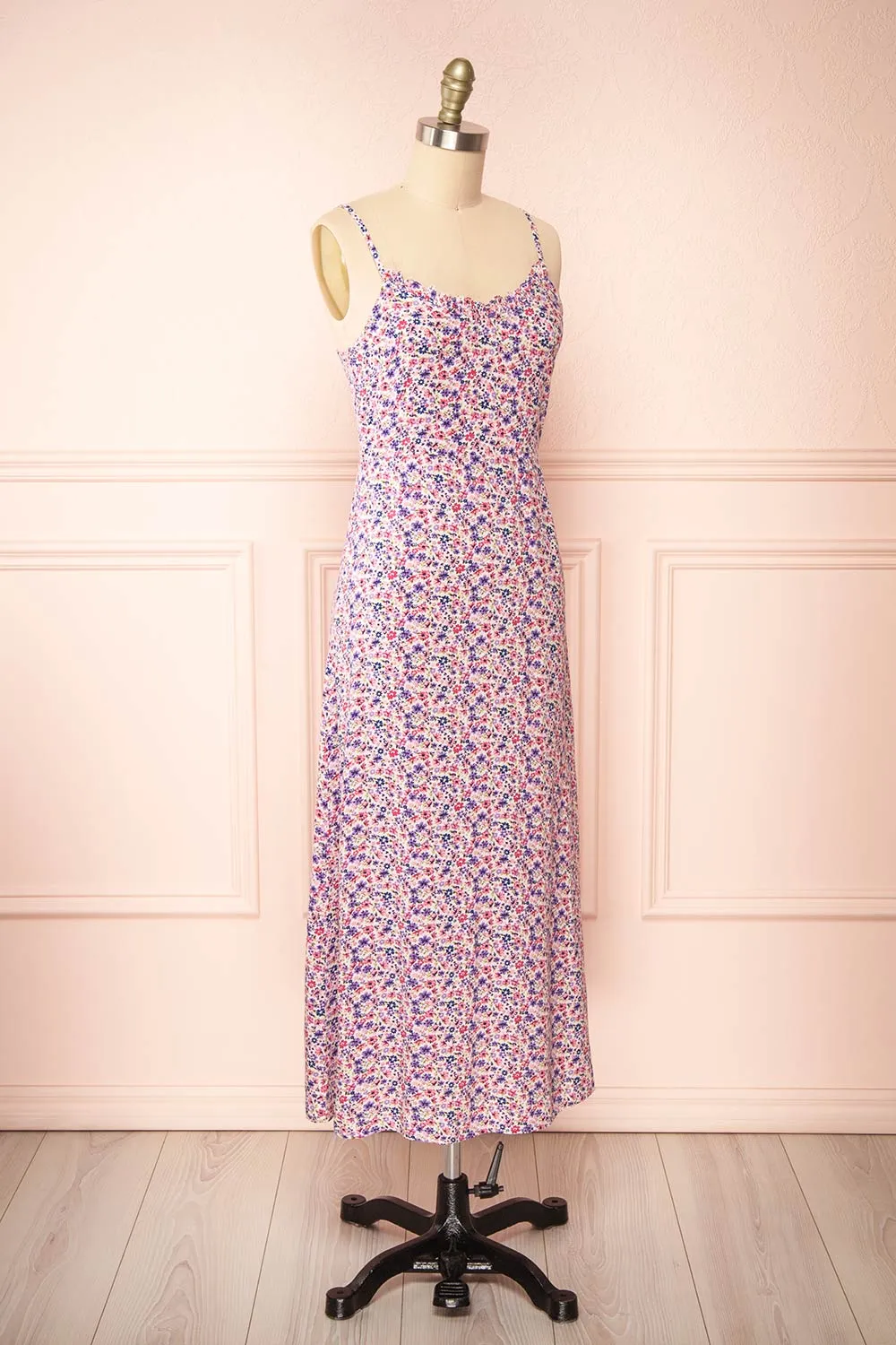 Loranda Pink | Colourful Midi Dress w/ Ruffles sold by Boutique 1861 product image thumbnail 3