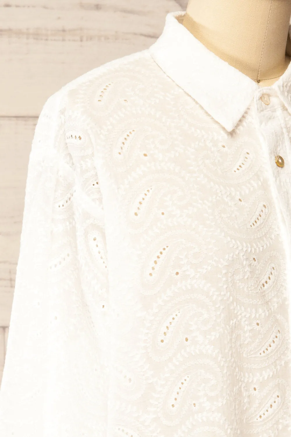 Aldbourne | White Long Sleeve Shirt w/ Embroidery sold by Boutique 1861 product image thumbnail 4