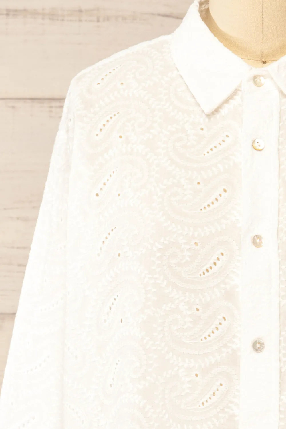 Aldbourne | White Long Sleeve Shirt w/ Embroidery sold by Boutique 1861 product image thumbnail 2