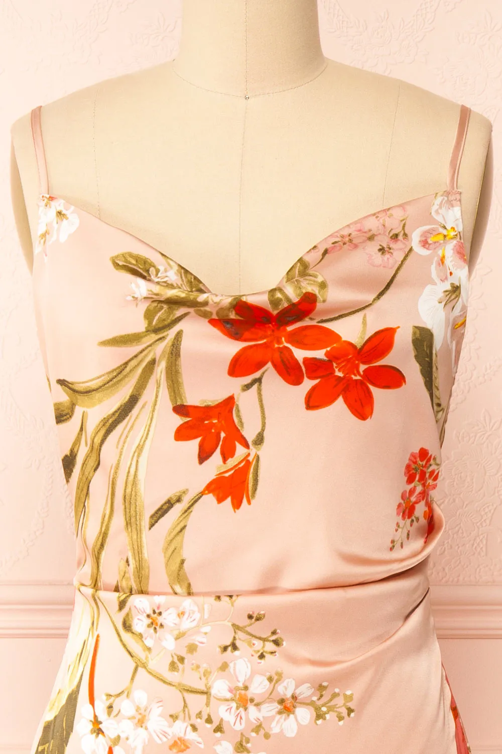 Annelise Pink | Cowl Neck Floral Midi Dress sold by Boutique 1861 product image thumbnail 2