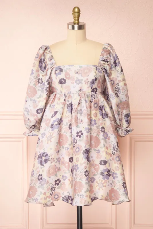 Violette | Short Floral Dress w/ Puff Sleeves sold by Boutique 1861