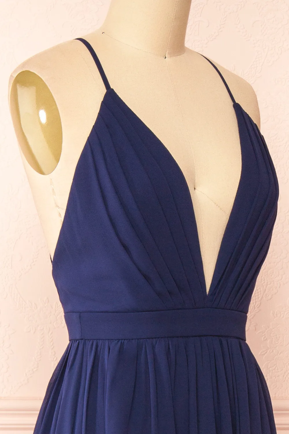 Haley Navy | Deep V-Neck Chiffon Maxi Dress sold by Boutique 1861 product image thumbnail 5