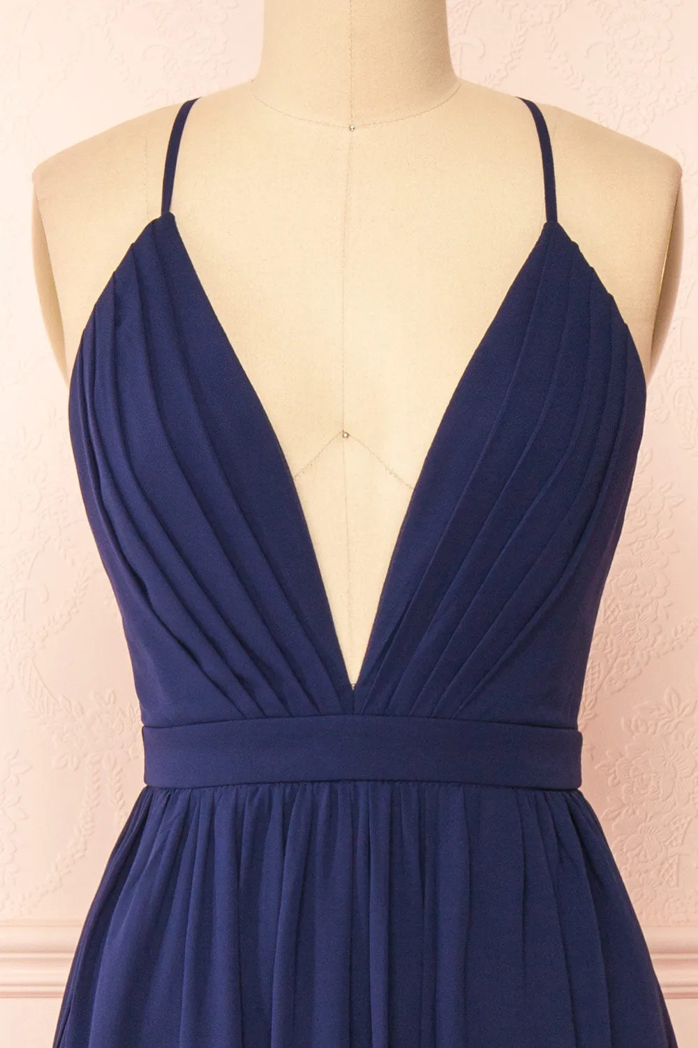 Haley Navy | Deep V-Neck Chiffon Maxi Dress sold by Boutique 1861 product image thumbnail 3