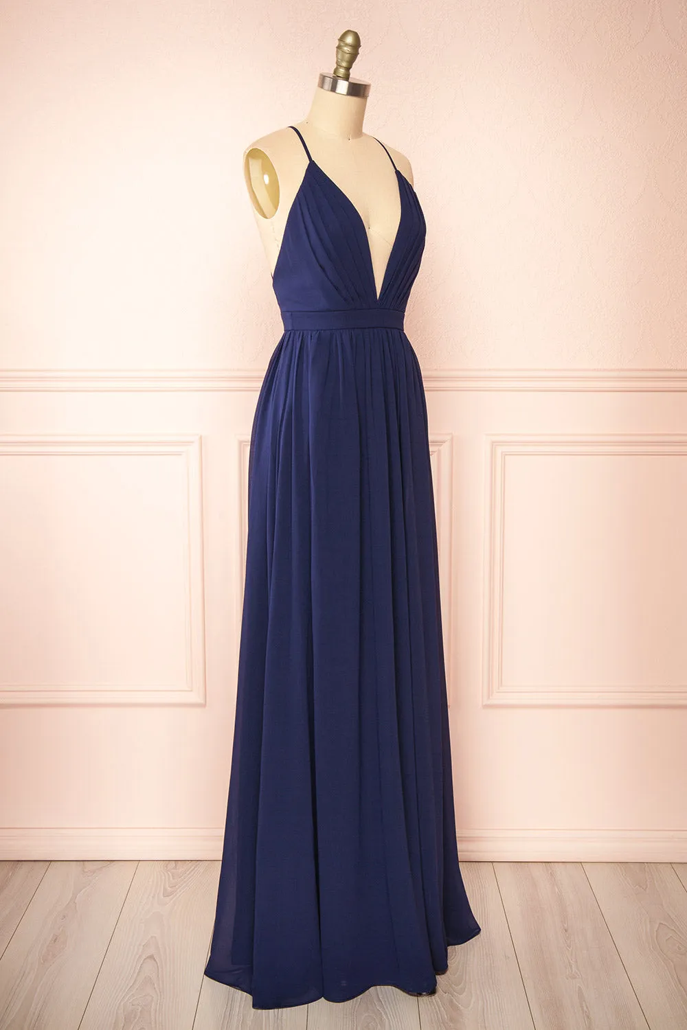 Haley Navy | Deep V-Neck Chiffon Maxi Dress sold by Boutique 1861 product image thumbnail 4