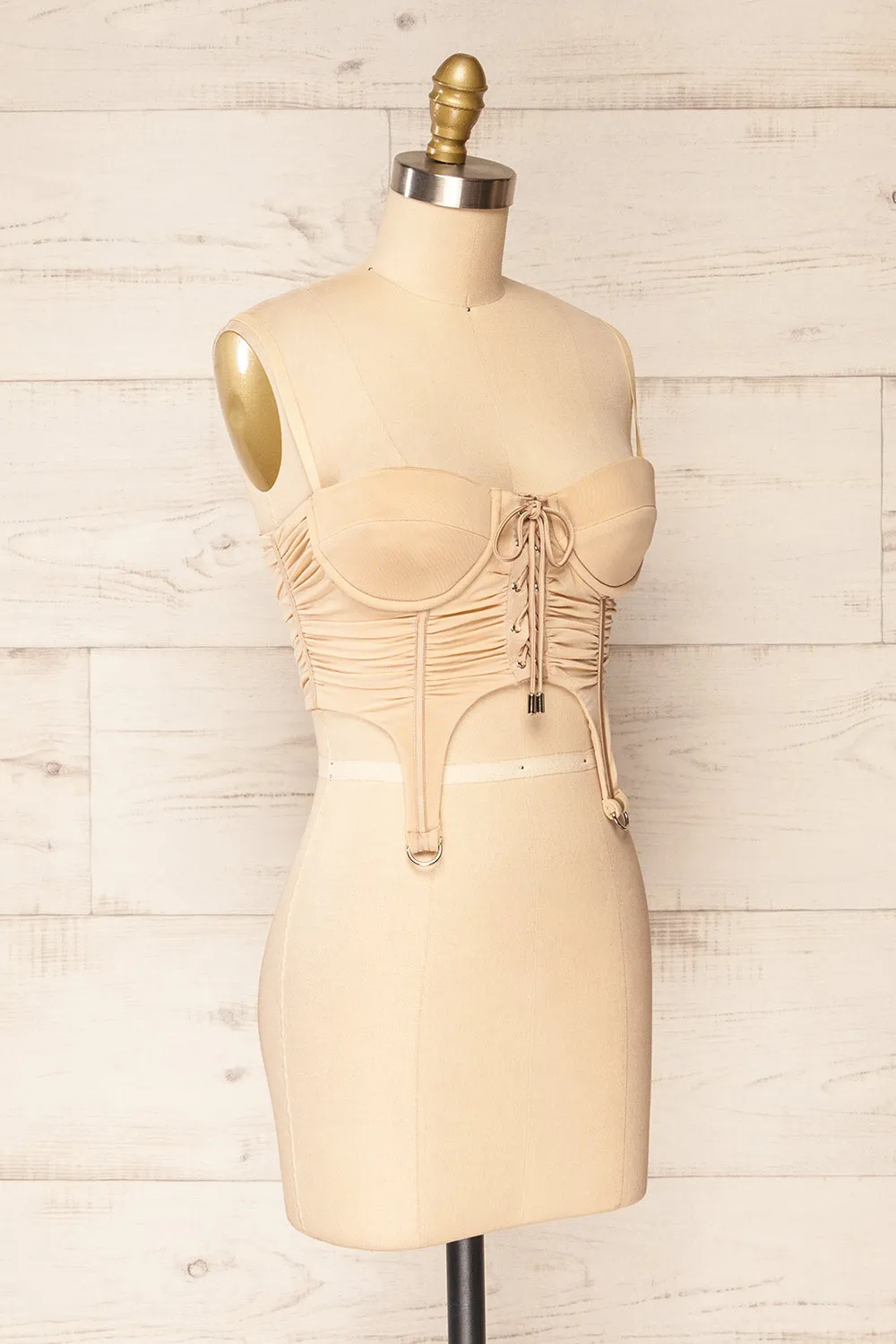 Greske | Beige Bustier Crop Top sold by Boutique 1861 product image thumbnail 3