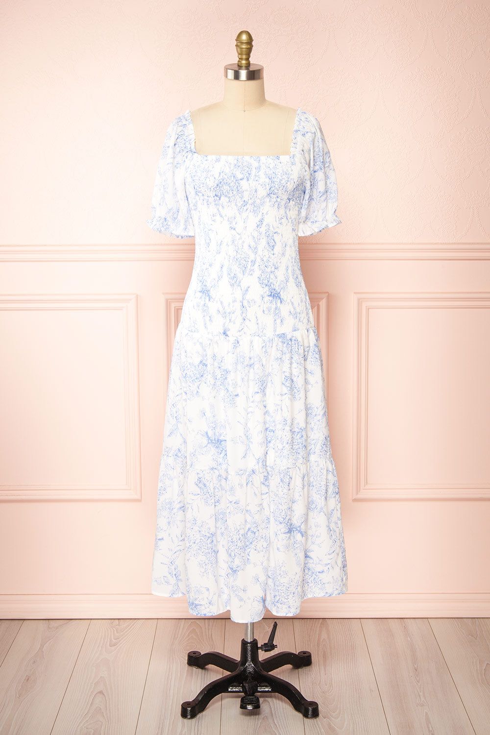 Eleionomae | Floral Midi Dress w/ Square Neckline sold by Boutique 1861