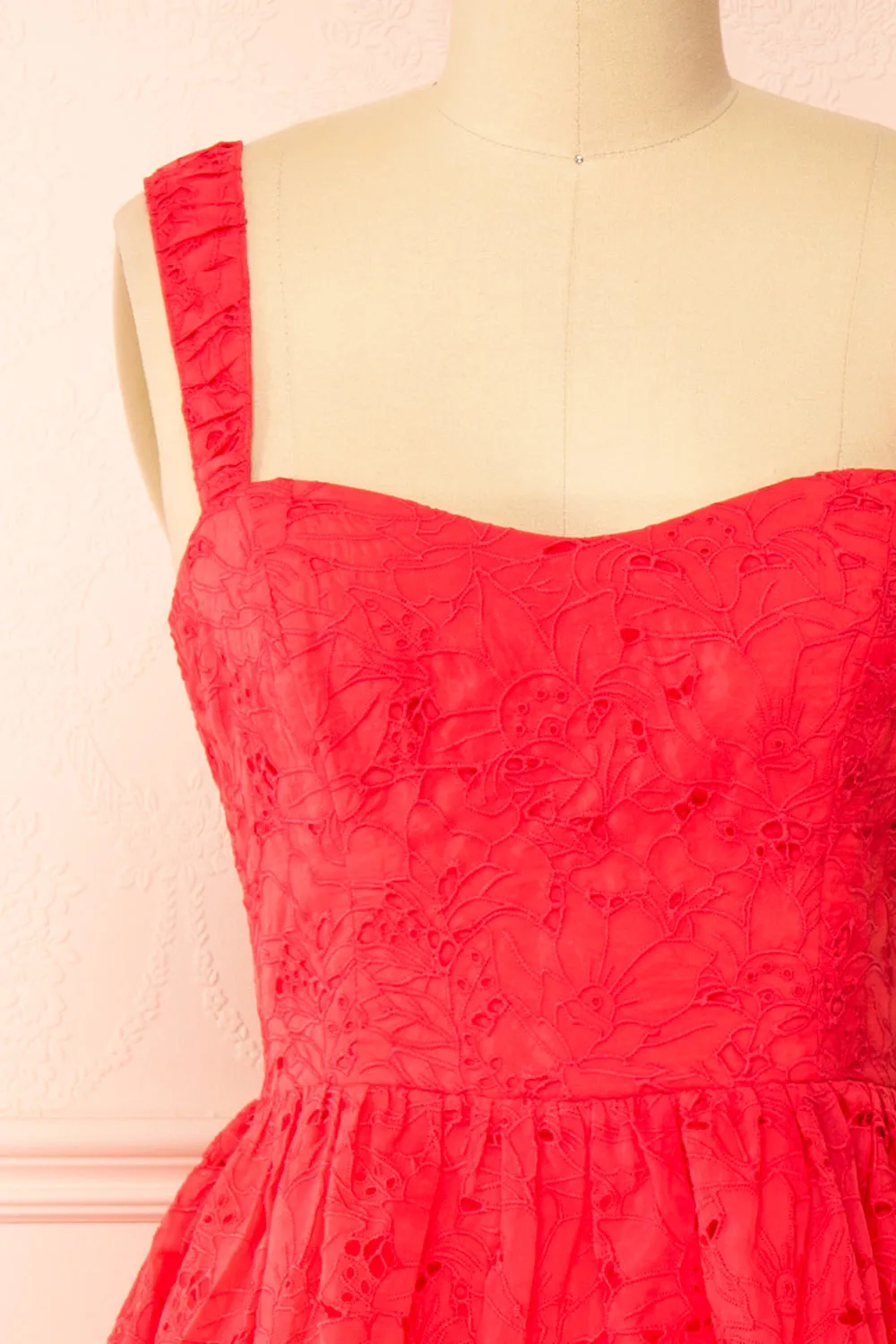 Maeva | Red Midi Dress w/ Floral Embroidery sold by Boutique 1861 product image thumbnail 3