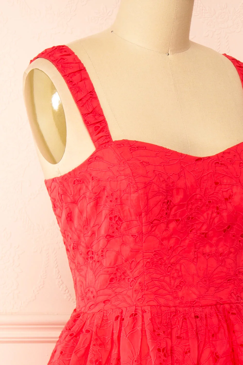 Maeva | Red Midi Dress w/ Floral Embroidery sold by Boutique 1861 product image thumbnail 5