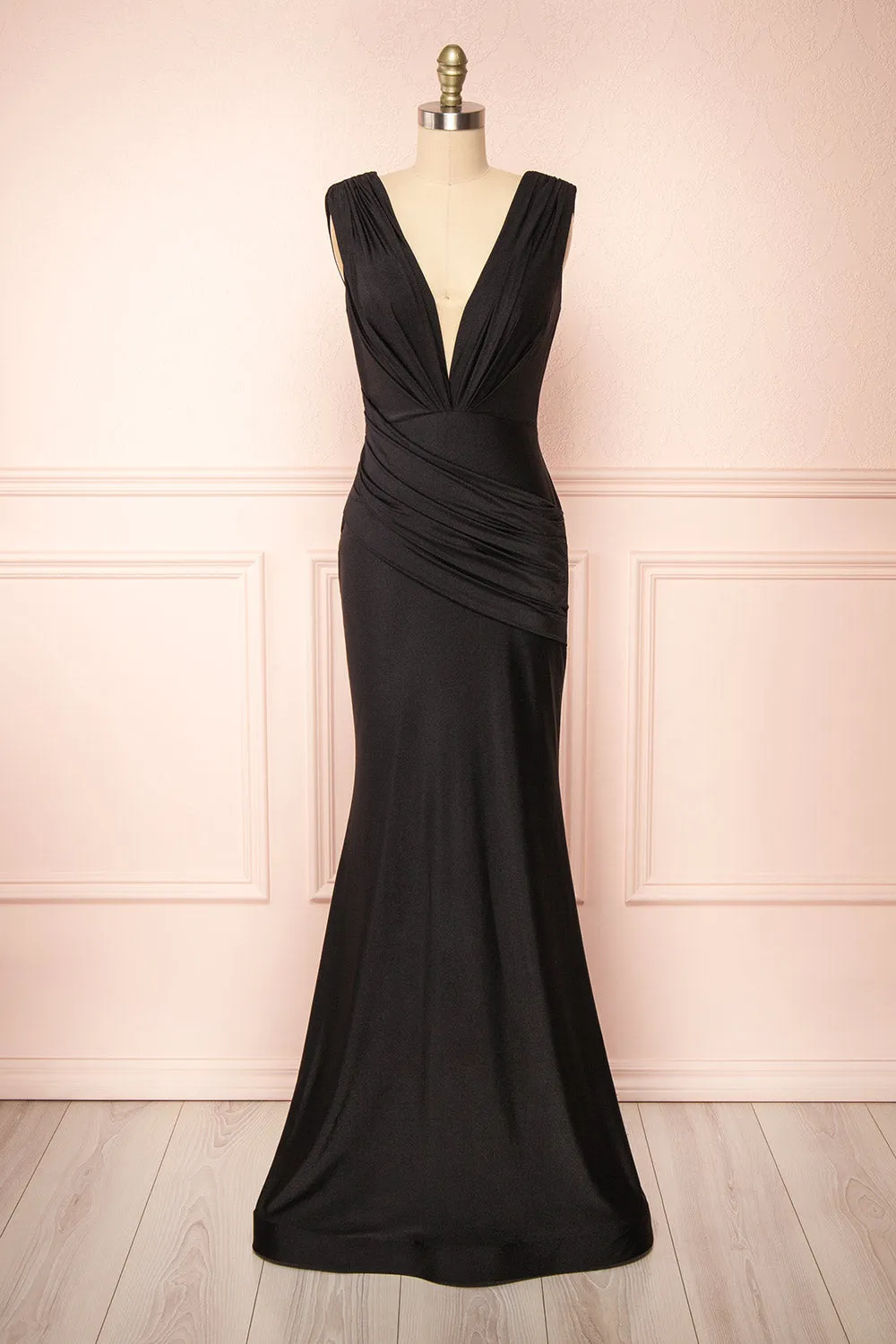 Kaya Black | Draped Mermaid Gown sold by Boutique 1861