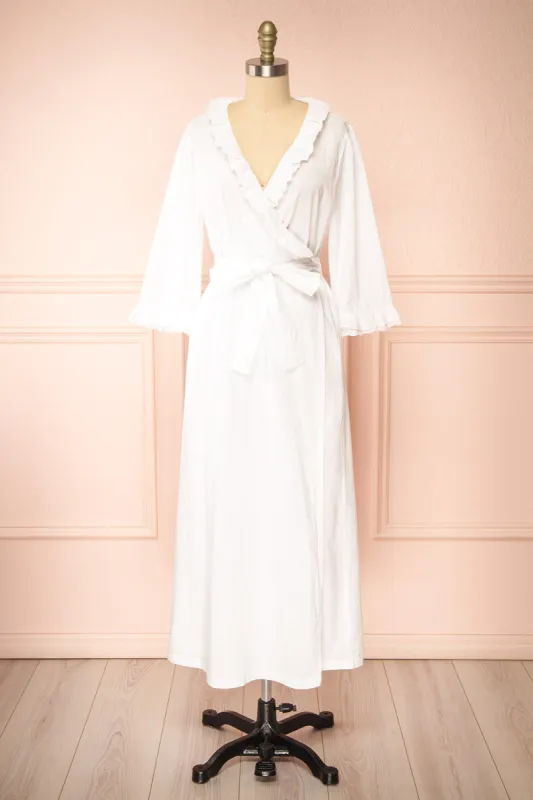 Matilda | White Dressing Gown w/ Pockets sold by Boutique 1861