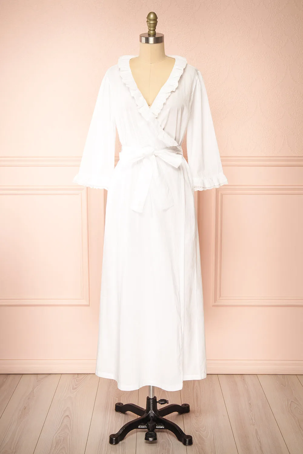 Matilda | White Dressing Gown w/ Pockets sold by Boutique 1861