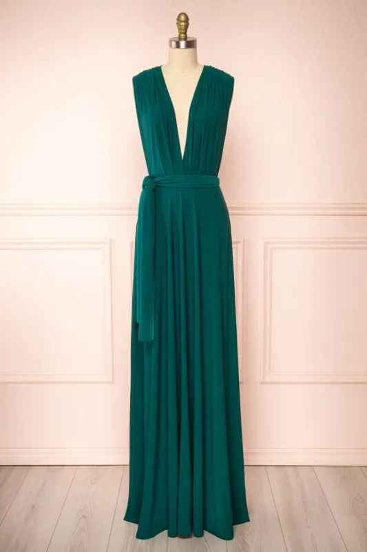 Violaine Emerald | Convertible Maxi Dress sold by Boutique 1861