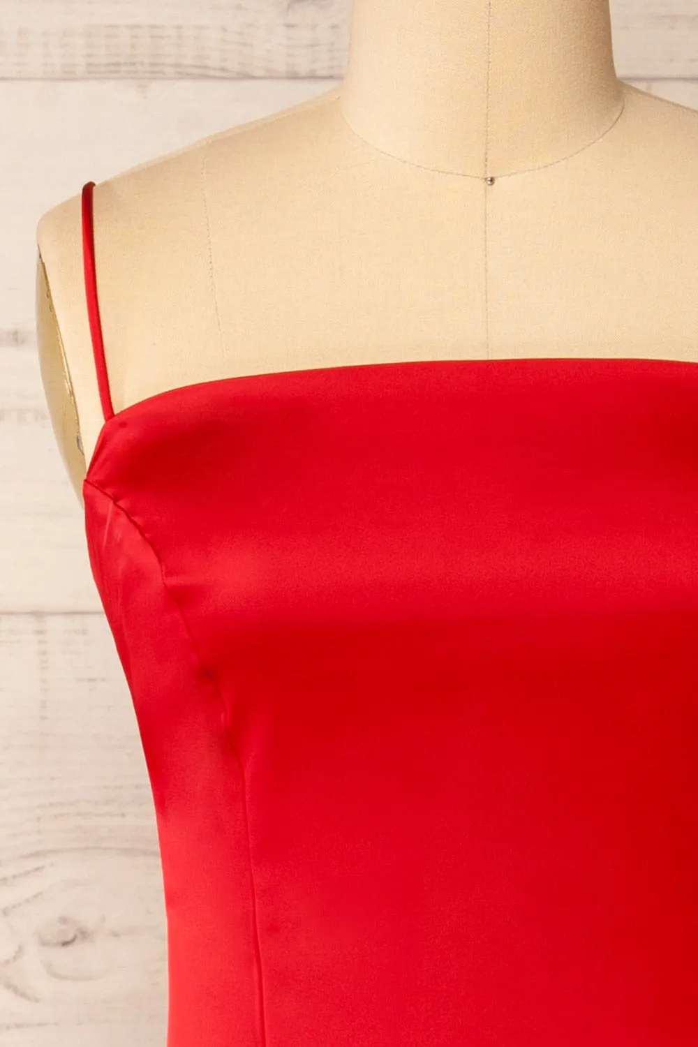 Korina Red | Fitted Satin Midi Dress sold by Boutique 1861 product image thumbnail 3