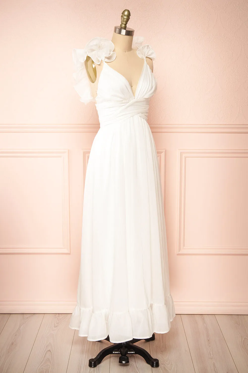 Clemence | Long White Dress w/ Ruffled Straps sold by Boutique 1861 product image thumbnail 3