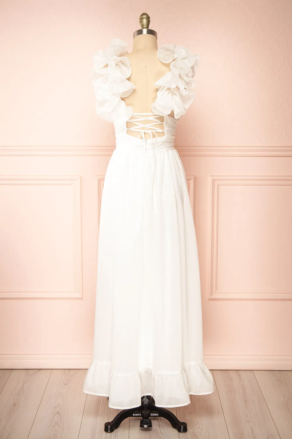 Clemence | Long White Dress w/ Ruffled Straps sold by Boutique 1861 product image thumbnail 5