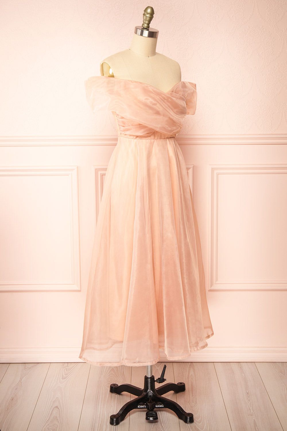 Holly Pink | Off-Shoulder Organza Midi Dress sold by Boutique 1861 product image thumbnail 4